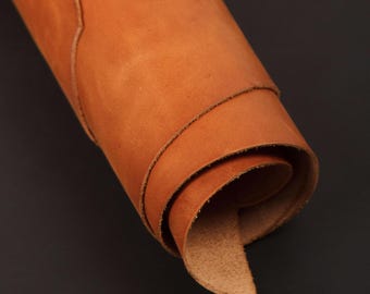Pelle conciata al vegetale arancione: pelle pieno fiore per artigianato (2 mq, 1,6-1,8 mm)