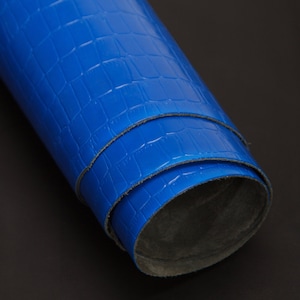 Kroko-Stein-Muster, Saks Blue Leather, 2 Sqm, 1.5-1.8 mm, Kalbshaut, Für das Handwerk, Top Grain, Full Hide, Echtleder, Crazy Leather