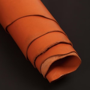 Pelle di vacchetta arancione, pelle arancione, 1,7 mq, 1,5-1,8 mm, pelle di vitello, prima scelta, pieno fiore, vera pelle, pelle di vacchetta