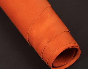 Organic Vegetable Tanned Pure Natural Orange Leather, 2 sqm. Full Grain, Genuine Leather, Orange Leather, First Grade, 1.6-1.8 mm