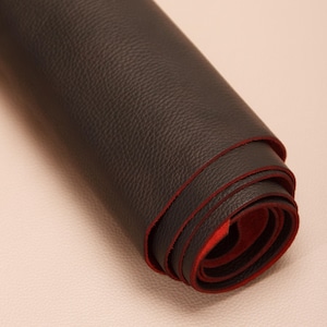 Black Red Floater Leather, two-sided, 2.8 sqm. Full Grain Oil Tanned, Genuine Leather, Leather For Crafts, Pull-Up, First Grade, 1.6-1.8 mm