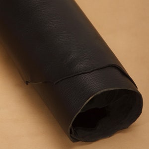 Black Vachetta Leather, 1.5 sqm. Full Grain Leather, Crazy Horse Cowhide, Leather For Crafts,Pull-Up, Uragano, First Grade, 1.6-1.8 mm