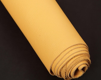Cuero genuino amarillo flotante, 2,2 m². Grano completo, curtido vegetal, cuero para manualidades, envejecido, primera calidad, 1,6 mm de grosor. Revestimiento para muebles.