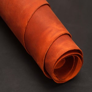 Pelle Crazy Horse arancione, 1,8 mq. Pelle pieno fiore, Crazy Horse, Pelle per artigianato, Pull-Up, Uragano, Prima scelta, 1,6-1,8 mm