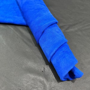 Blue Suede Leather, 1.2-1.4mm 1.7 sqm. Genuine Leather, Leather For Crafts, First Grade, Premium Leather