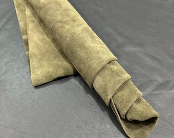 Khaki Suede Leather, Premium Full Grain Leather, DIY Crafts (1.2 sqm)