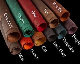 Full Hide 2.2 sqm Oil Tanned Genuine Leather, Crazy Horse Cowhide, Leather For Crafts,Pull-Up, Uragano, First Grade, 1.6-1.8 mm. / 24 sqft