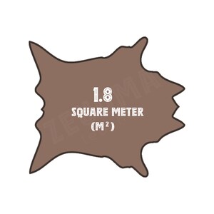 May include: A brown, irregularly shaped object with the text "1.8 SQUARE METER (M&sup2;)" in white. The object is set against a white background. The text indicates the area measurement.