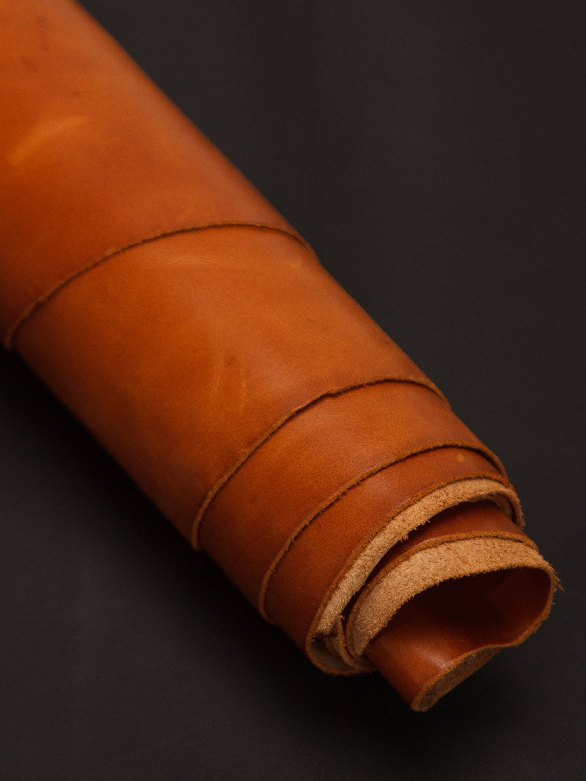 Analin Orange Leather, 2.2 Sqm, 1.5-1.8 mm, Calf Skin, For Crafts, First Grade, Top Grain, Full Hide, Genuine Leather, Crazy Leather
