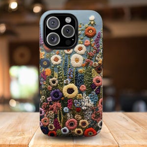 Funda de teléfono con bordado floral vintage para iPhone 16, 15, 14, 13, 12, 11 Pro Max, Samsung Galaxy S22, S23, S24 Ultra, Google Pixel 6, 7, 8
