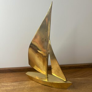 Vintage Brass Sailboat Sculpture | Nautical Decor | Mid Century Modern Boat Figurine