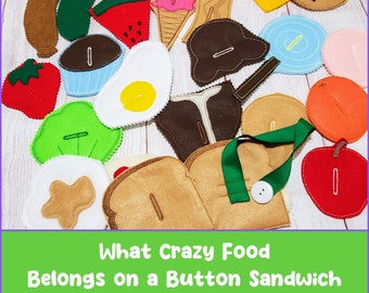 Felt Crazy Sandwich Button Snake Set - Busy Bag or Quiet Book Project- Educational Game Learning Toy #3965