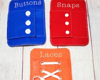 Closure Boards - Button, Snap, and Lacing Practice - Toddler Learning Toy - Educational Gift - Church Activity - Preschool Toy - # 3964