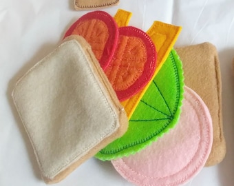 Felt Food Sandwich Playset – Pretend Play Kitchen Food