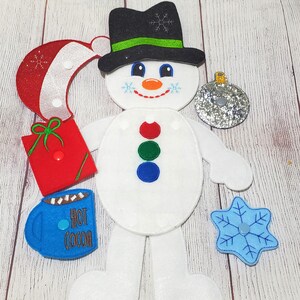 Felt Snowman play set - snap on and off pieces - measures 17&quot; when put together - Fun travel game for kids