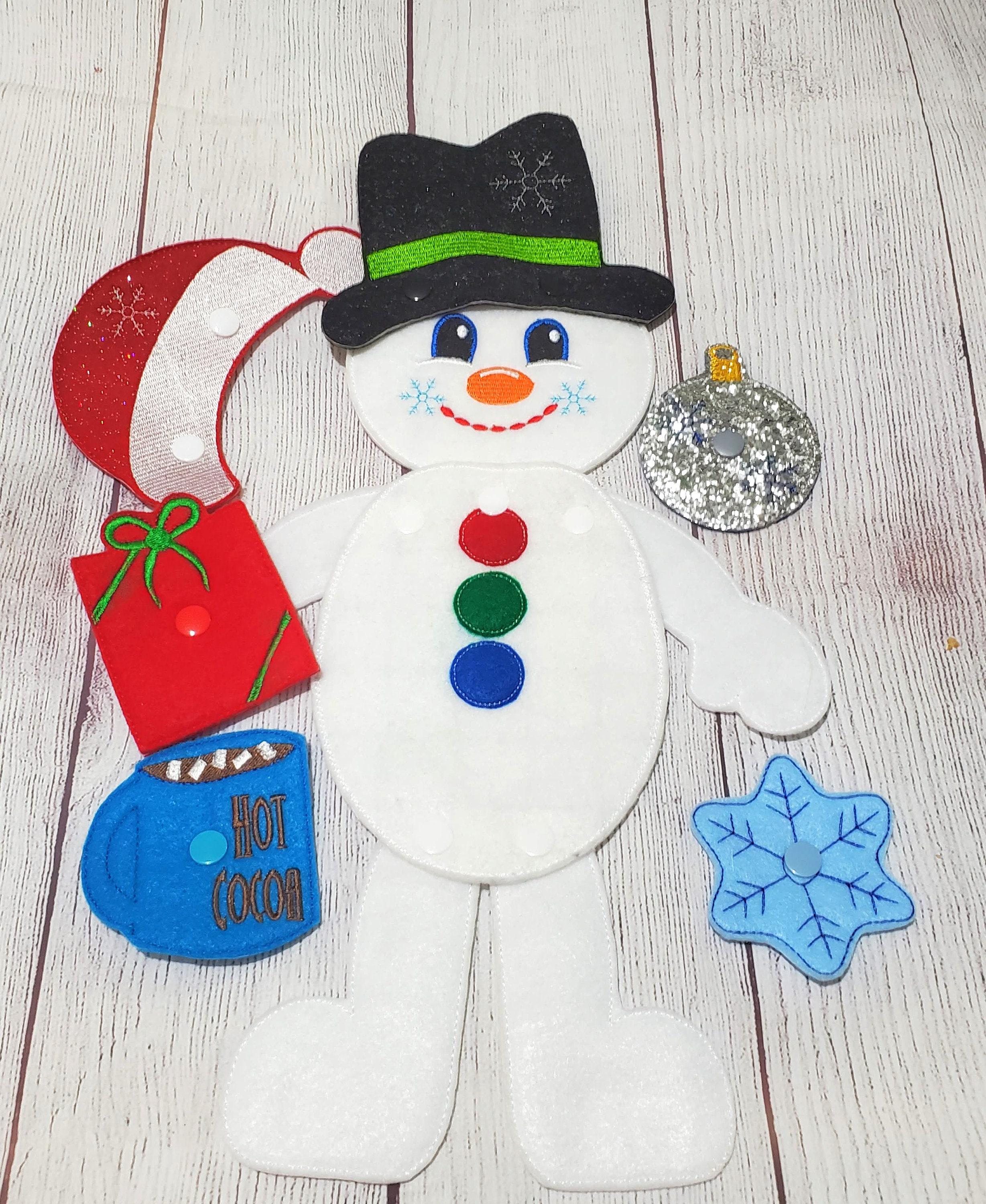 Felt Snowman play set - snap on and off pieces - measures 17" when put together - Fun travel game for kids