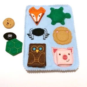 Animal Shapes Matching Quiet Book Page – Felt Learning Toy (5x7) image 4