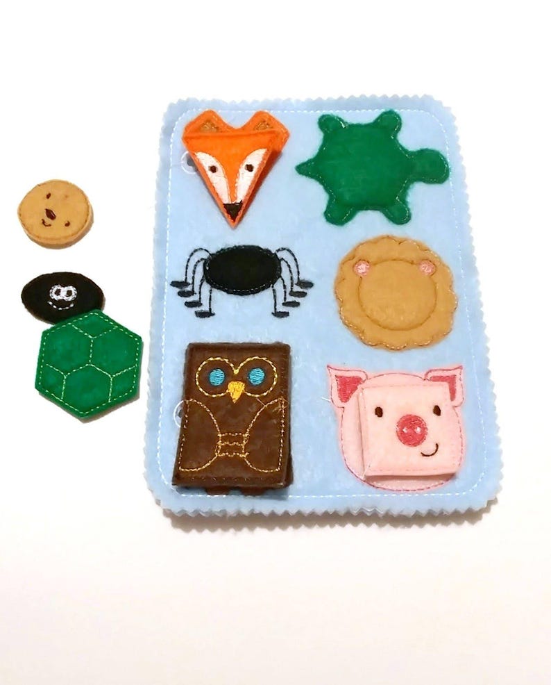 Animal Shapes Matching Quiet Book Page – Felt Learning Toy (5x7) image 4