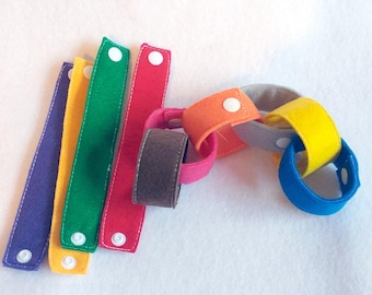 Felt Snap Chains, Set of 10 Loops, Quiet Book Busy Bag
