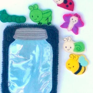 Felt quiet book - Toddler quiet book - Quiet book page - Toddler busy book - Busy book page - Felt busy book  -  Bug jar page #QB24