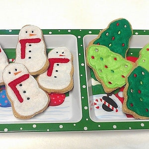 FELT Christmas cookies Snowmen and Christmas trees pretend food  Set Of 8 - Christmas decor #PF2559COMBO