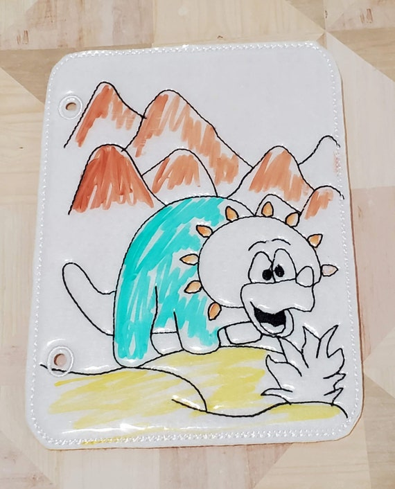 Quiet book Dinosaur with mountains reusable coloring quiet book page for kids Il_570xn