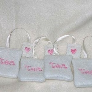 Felt play food - pretend food - play kitchen food - White Tea party tea bags #PF2529