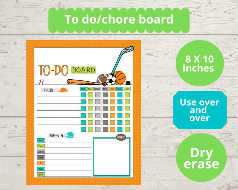 Dry Erase Chore Chart for Kids Kids to Do List Reusable Etsy