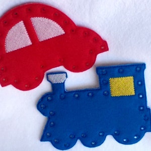 Car and Train lacing cards learn to sew sewing game educational learning toy 3864 image 1