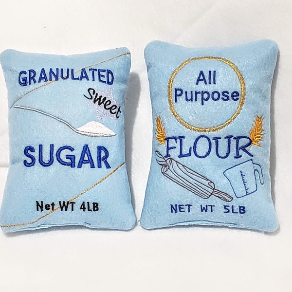 Felt Play Food Bags of Flour and Sugar - Perfect Baking Supplies for Play Kitchen - Handmade Felt Food =#PF2544