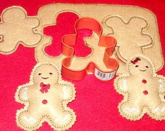 Christmas Gingerbread cookie set includes cookie dough 2 felt cutouts and 2 stuffed ginger  dolls #PF2556