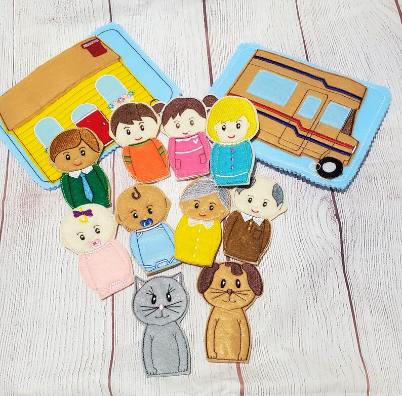 My Family Felt Finger Puppets With House and RV Quiet Book Etsy