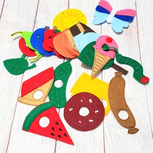 Hungry Caterpillar Felt Story Snake Game Develop Fine Motor Skills - Early Childhood Education - Hand and Eye Coordination Therapy #3947