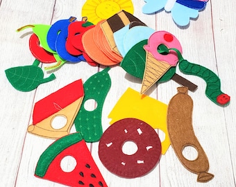 Hungry Caterpillar Felt Story Snake Game Develop Fine Motor Skills - Early Childhood Education - Hand and Eye Coordination Therapy #3947