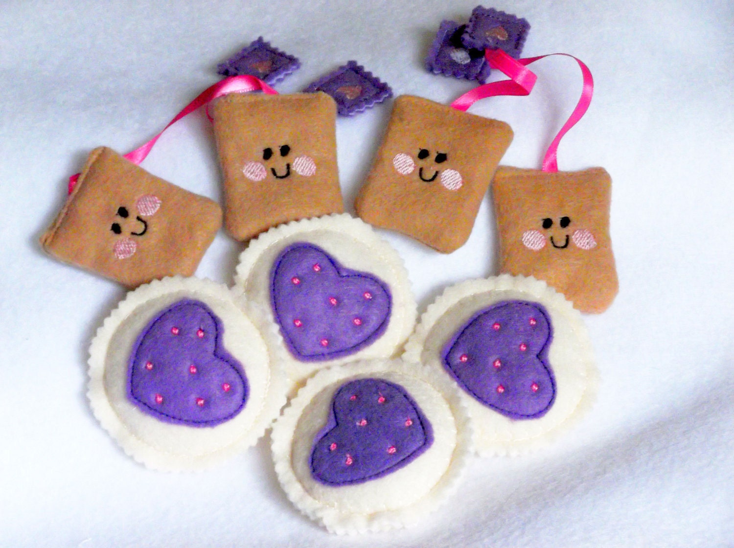 Felt play food - pretend food - play kitchen food -  Purple Heart coo…