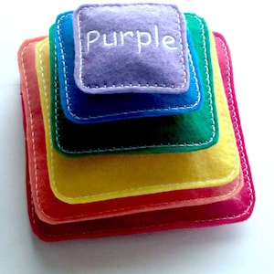 Stacking word color game-educational learning game busy bags - fine motor skills - felt toys for kids - soft learning toys - #3920