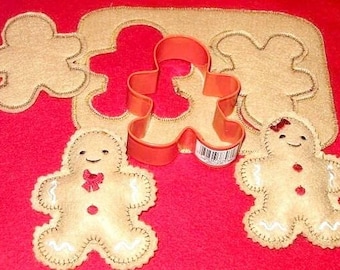 Christmas Gingerbread cookie set includes cookie dough 2 felt cutouts and 2 stuffed ginger  dolls #PF2556