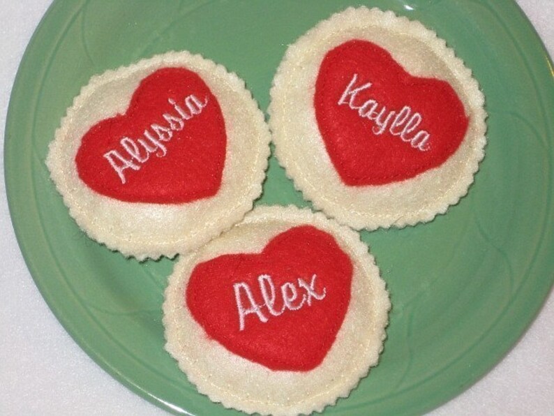 Valentine personalized heart cookie Felt play food pretend food play kitchen food PF2511 image 5