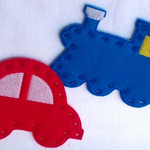 Car and Train lacing cards learn to sew sewing game educational learning toy 3864 image 2