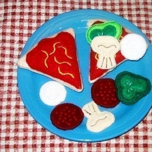 Pizza Slices Felt Play Food - Pretend Food for Toddlers - Food for Play Kitchen - 2 Slices of Pizza - Gift for Children -  #PF2560 -1