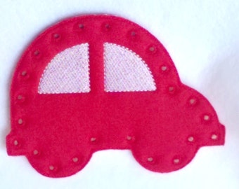 Car lacing card - car sewing card - sewing game - educational learning - fine motor skills- hand eye coordination -  #3864