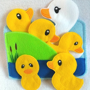 5 little ducks Felt quiet book toddler page and flannel board play set  QB146
