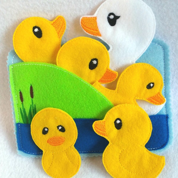 5 little ducks Felt quiet book toddler page and flannel board play set  QB146