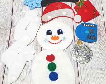 Felt Snowman play set - snap on and off pieces - measures 17" when put together - Fun travel game for kids