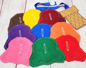 Ice Cream Felt Button Snake - Busy Bag for Kids -  Educational Game Learning Toy - Gift for Kids - # 3962