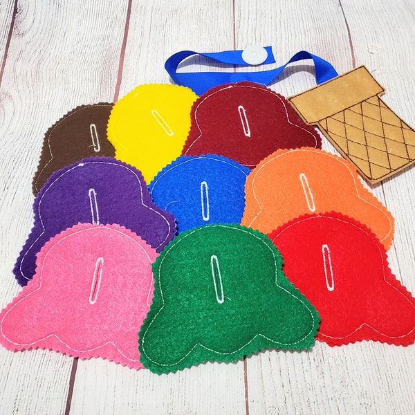 Ice Cream Felt Button Snake - Busy Bag for Kids -  Educational Game Learning Toy - Gift for Kids - # 3962