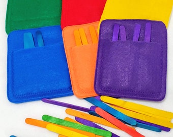 Matching color sorting busy bag with Popsicle sticks for preschoolers and kindergarten kids Color Activity #200