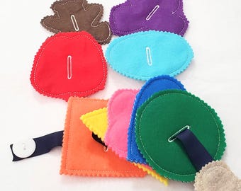Felt button snake busy bag or quiet book project- educational game learning toy #3850