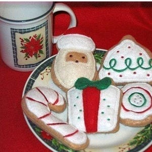 Stuffed Christmas Cookies Set Of 5 - Pretend felt play food and Christmas decor  #PF2514