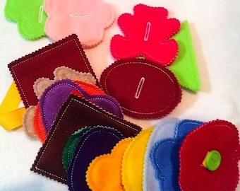 Felt button snake Deluxe set busy bag or quiet book project- educational game learning toy #3850D